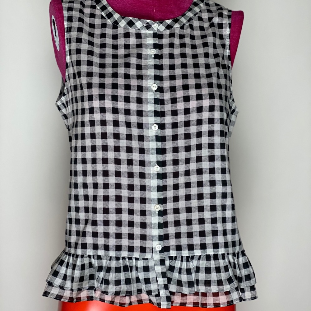 Black Gingham Peplum Blouse